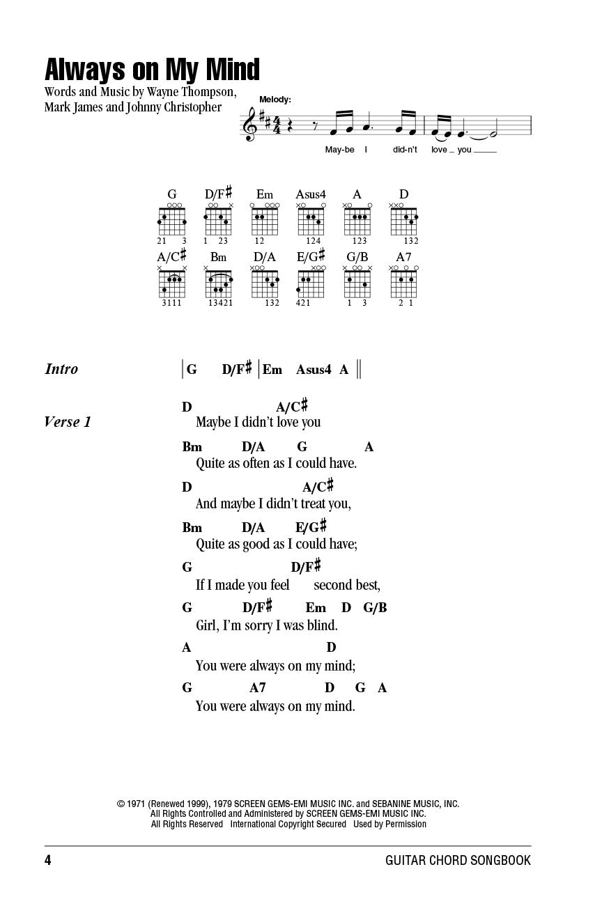 Willie Nelson Guitar Chord Songbook