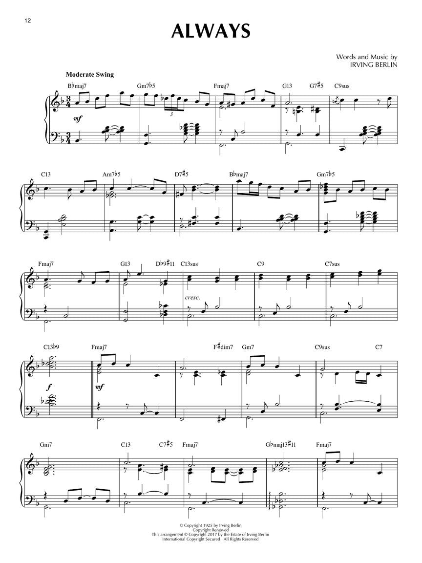 Blue Skies & Other Irving Berlin Songs Volume 48 - Jazz Piano Solo Book Keyboard
