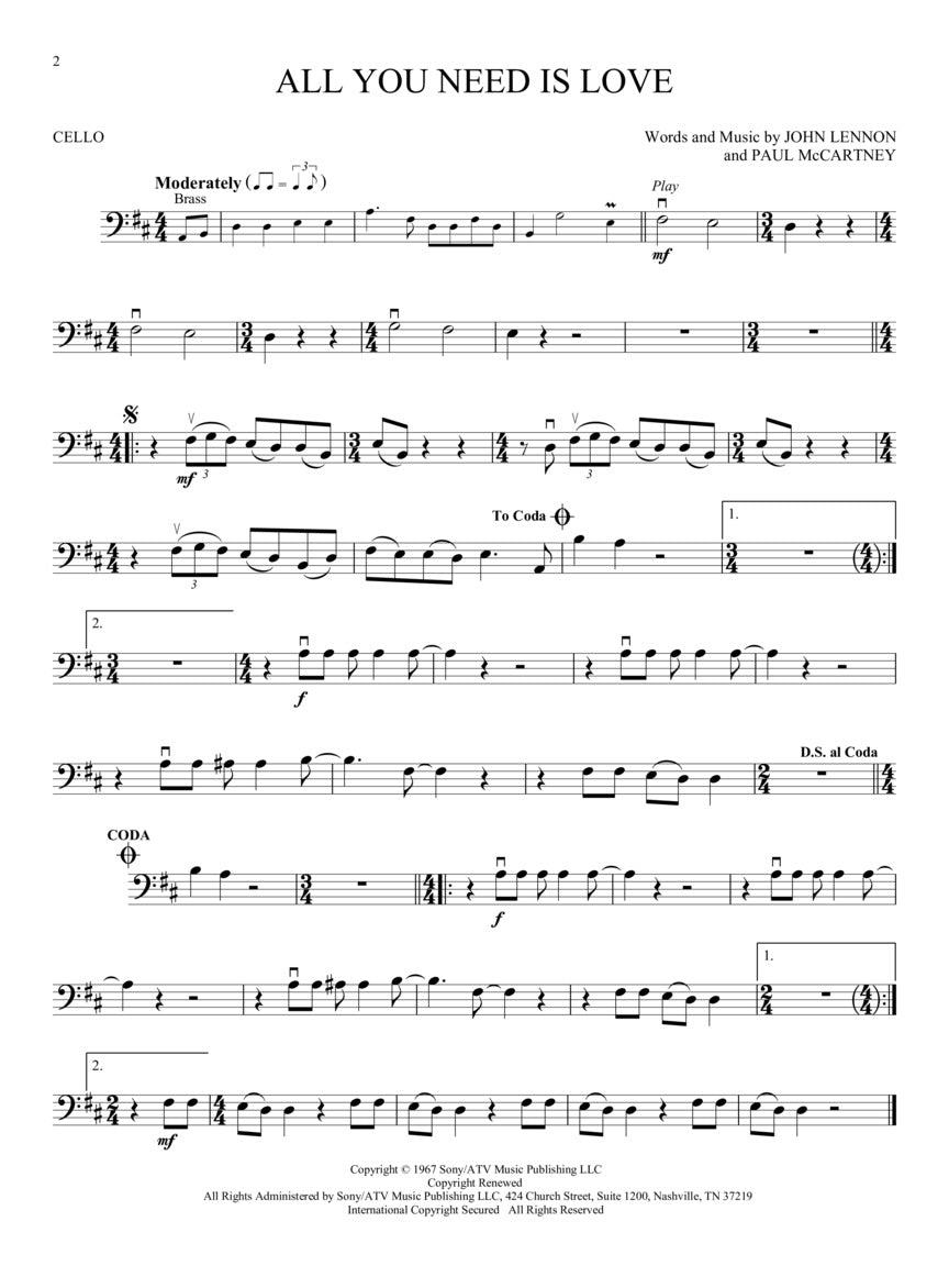 Beatles Instrumental Cello Play Along Book/Ola Strings