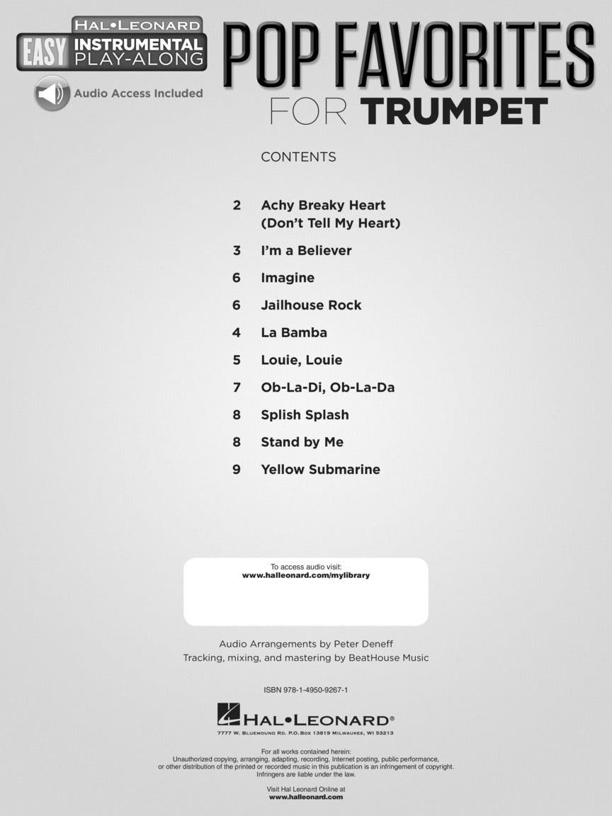 Pop Favorites For Trumpet Play Along Book/Ola
