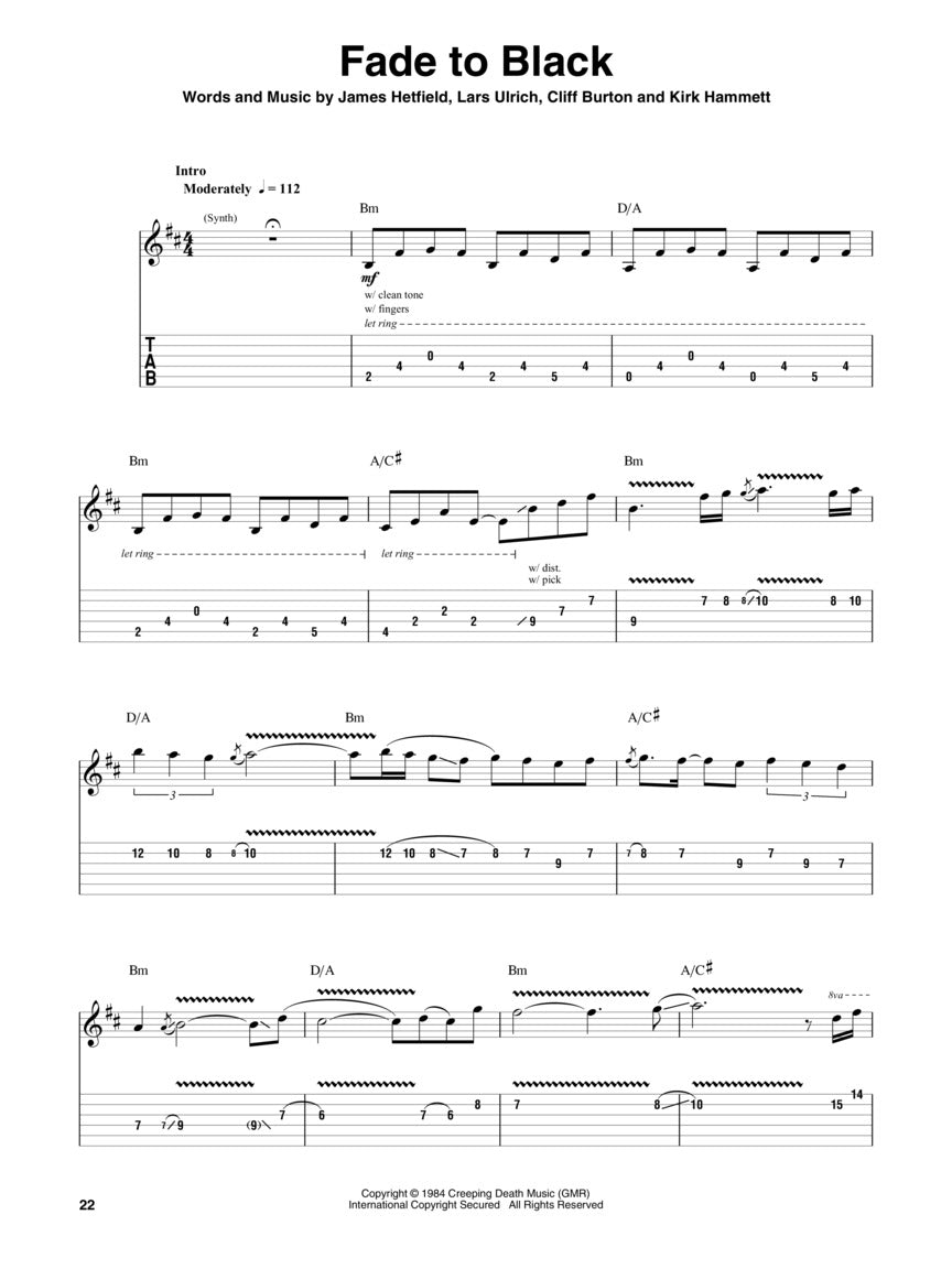 Metallica 1983-1988 Guitar Play Along Volume 195 Book/Ola