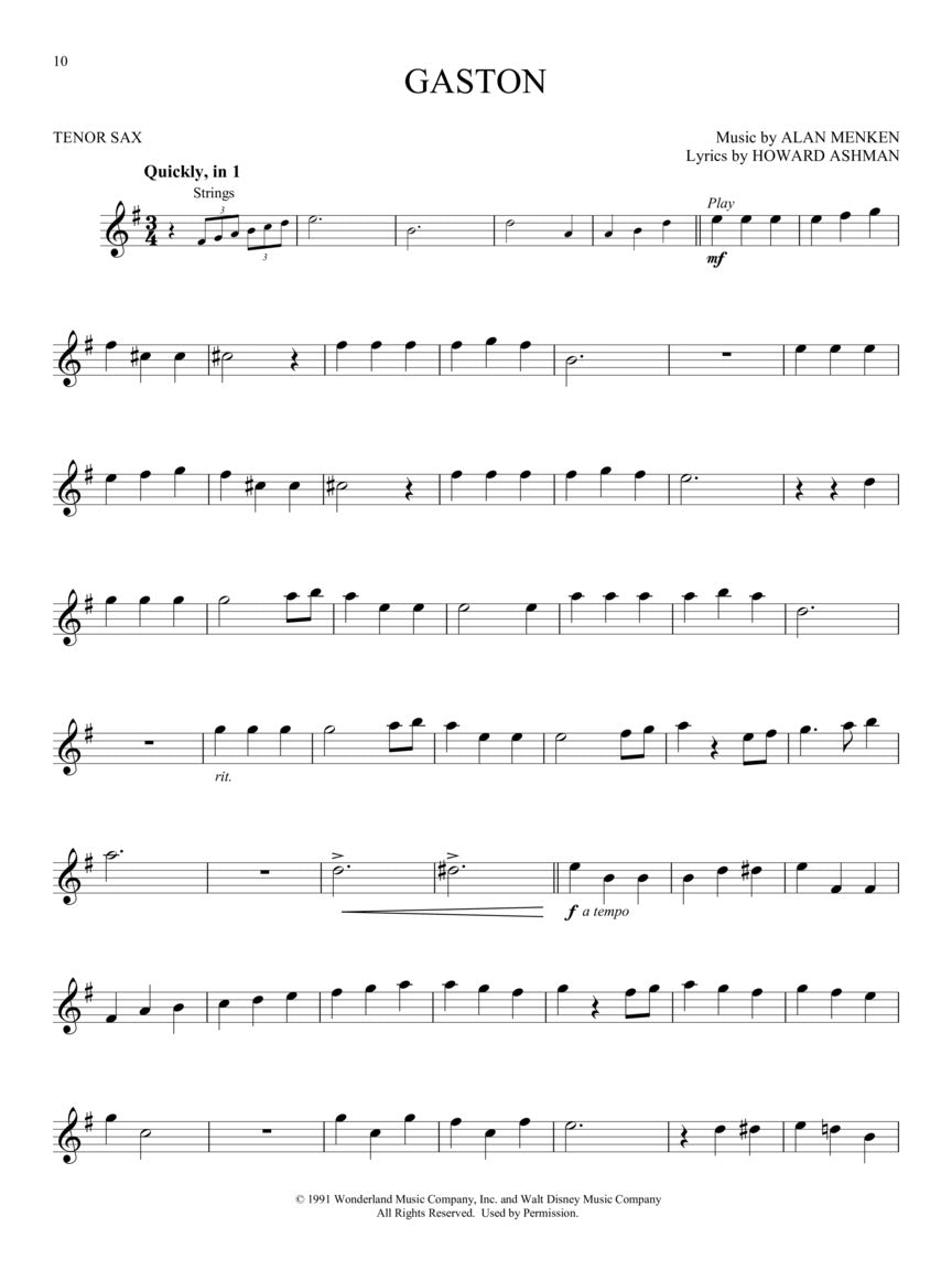 Beauty And The Beast For Tenor Saxophone Play Along Book/Ola Woodwind