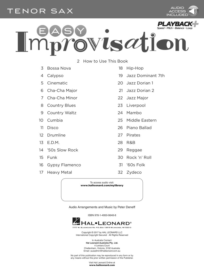 Easy Improvisation For Tenor Saxophone Book/Ola