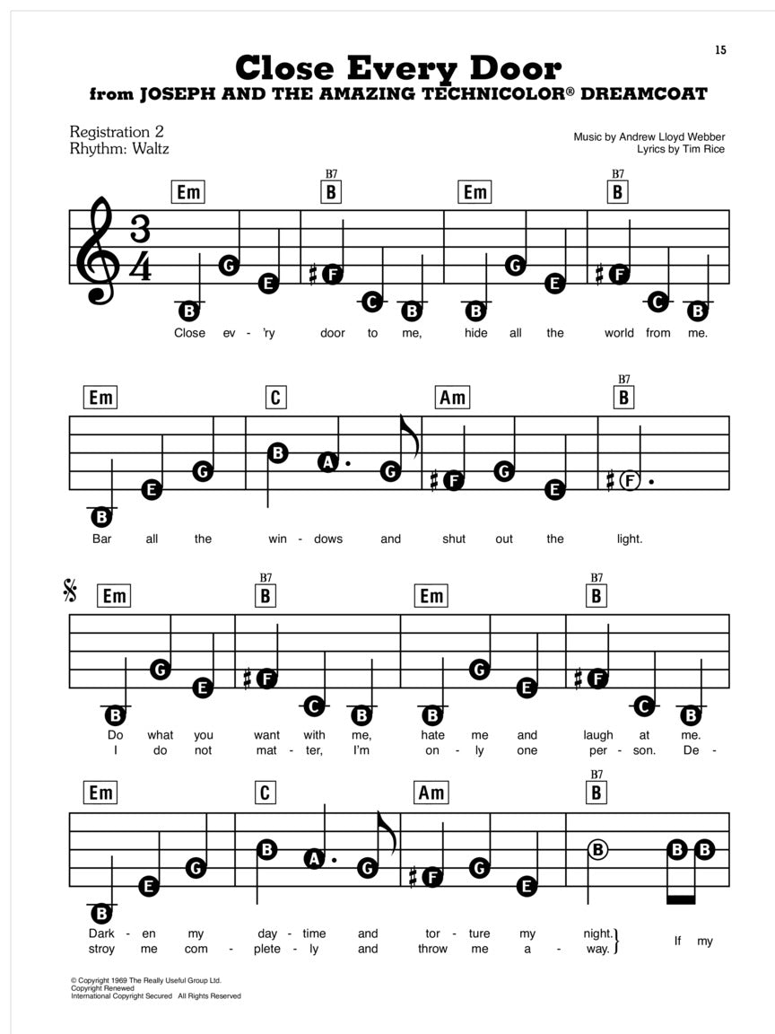 Andrew Lloyd Webber - Ez Play Piano Volume 77 Songbook
