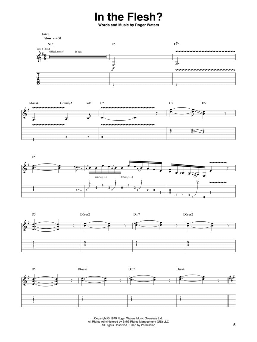 Pink Floyd - The Wall Guitar Tab Book