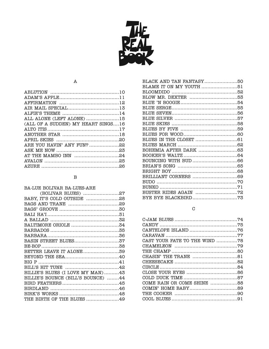 The Real Book Volume 2 - C Instrument Edition (400 Songs) Jazz