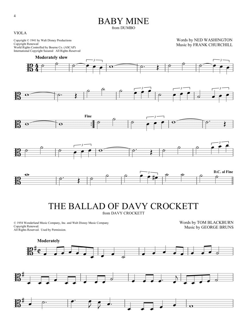 101 Disney Songs For Viola Book