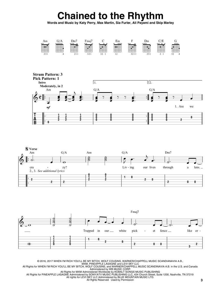 Top Hits Of 2017 - Easy Guitar Notes & Tab Book