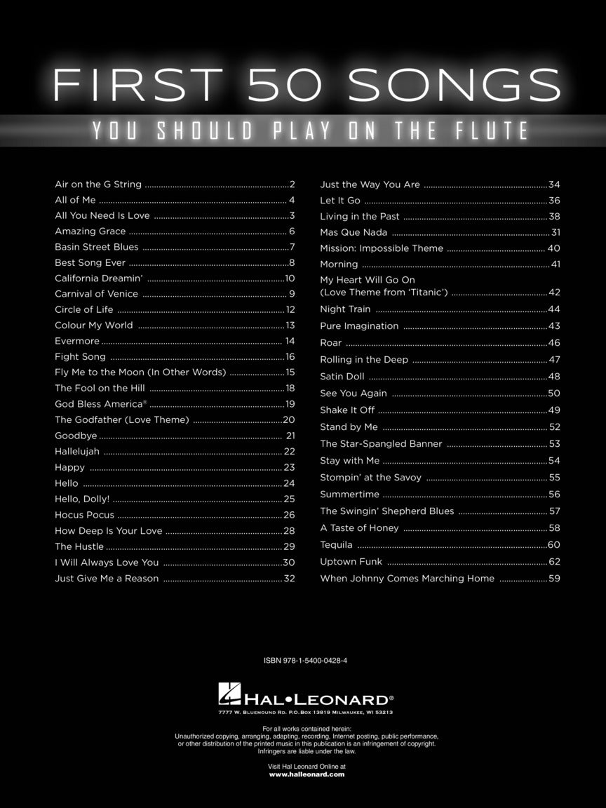 First 50 Songs You Should Play On The Flute Book