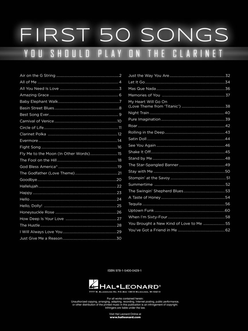 First 50 Songs You Should Play On The Clarinet Book