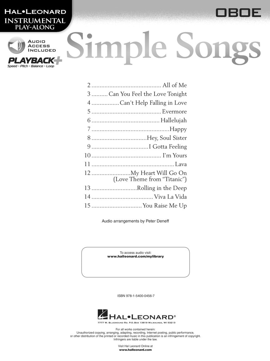 Simple Songs For Oboe Play Along Book/Ola