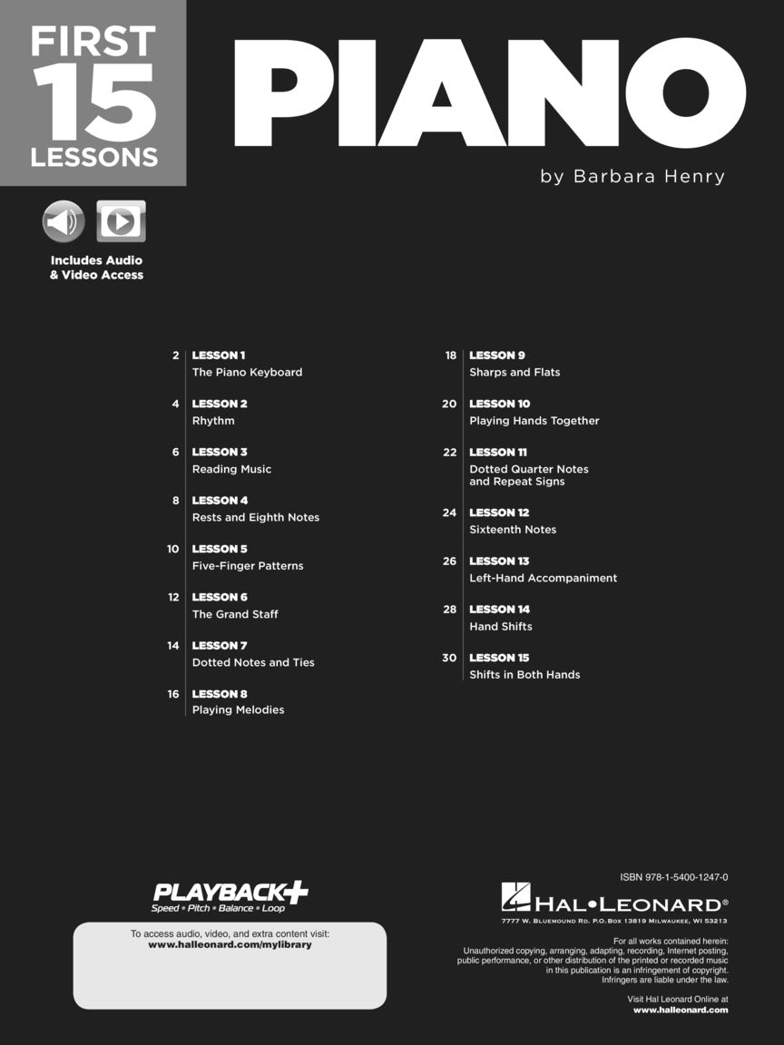 First 15 Lessons - Piano (Book/Olm)