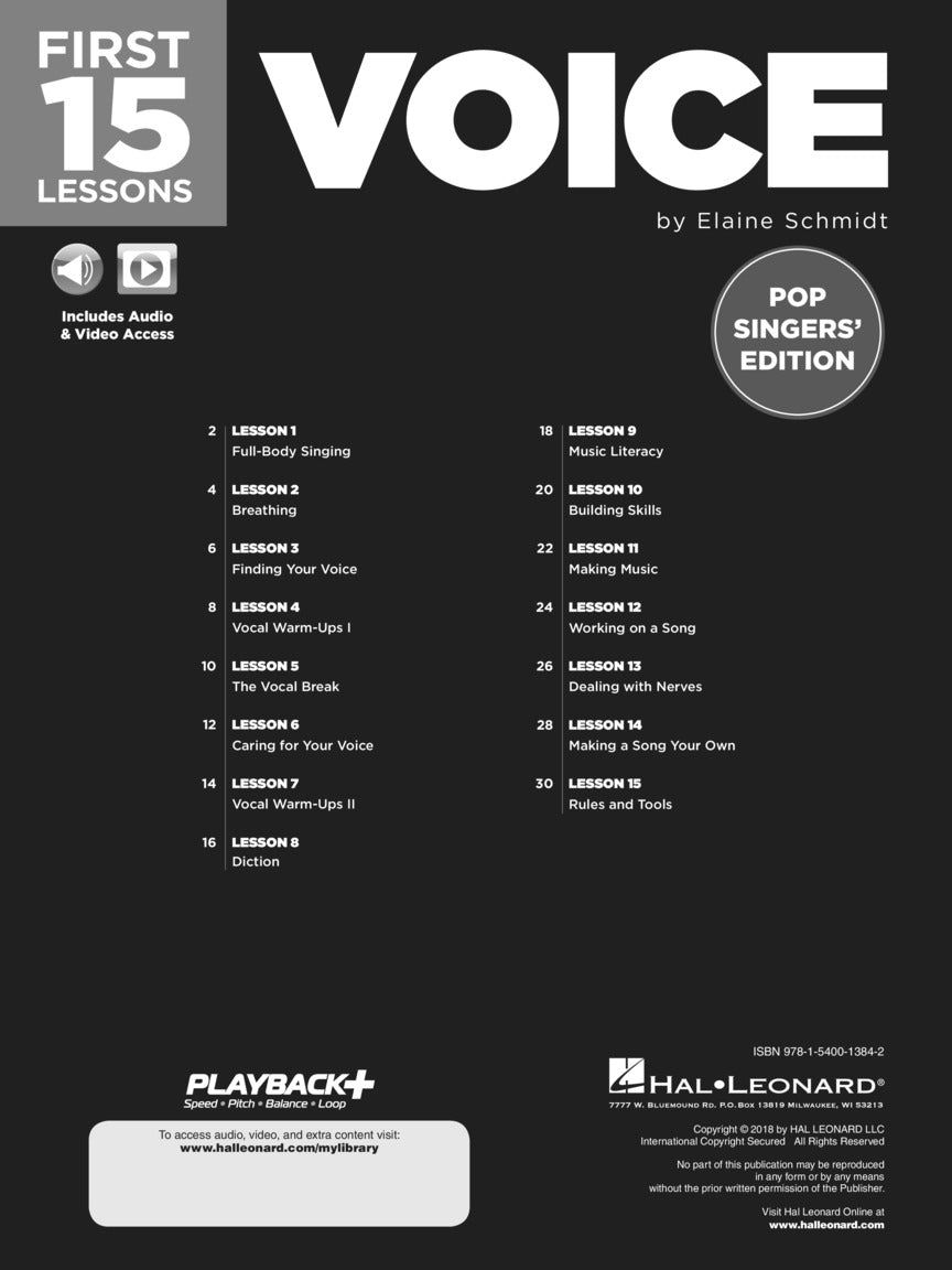First 15 Lessons - Voice Pop Singer's Edition (Book/Olm)