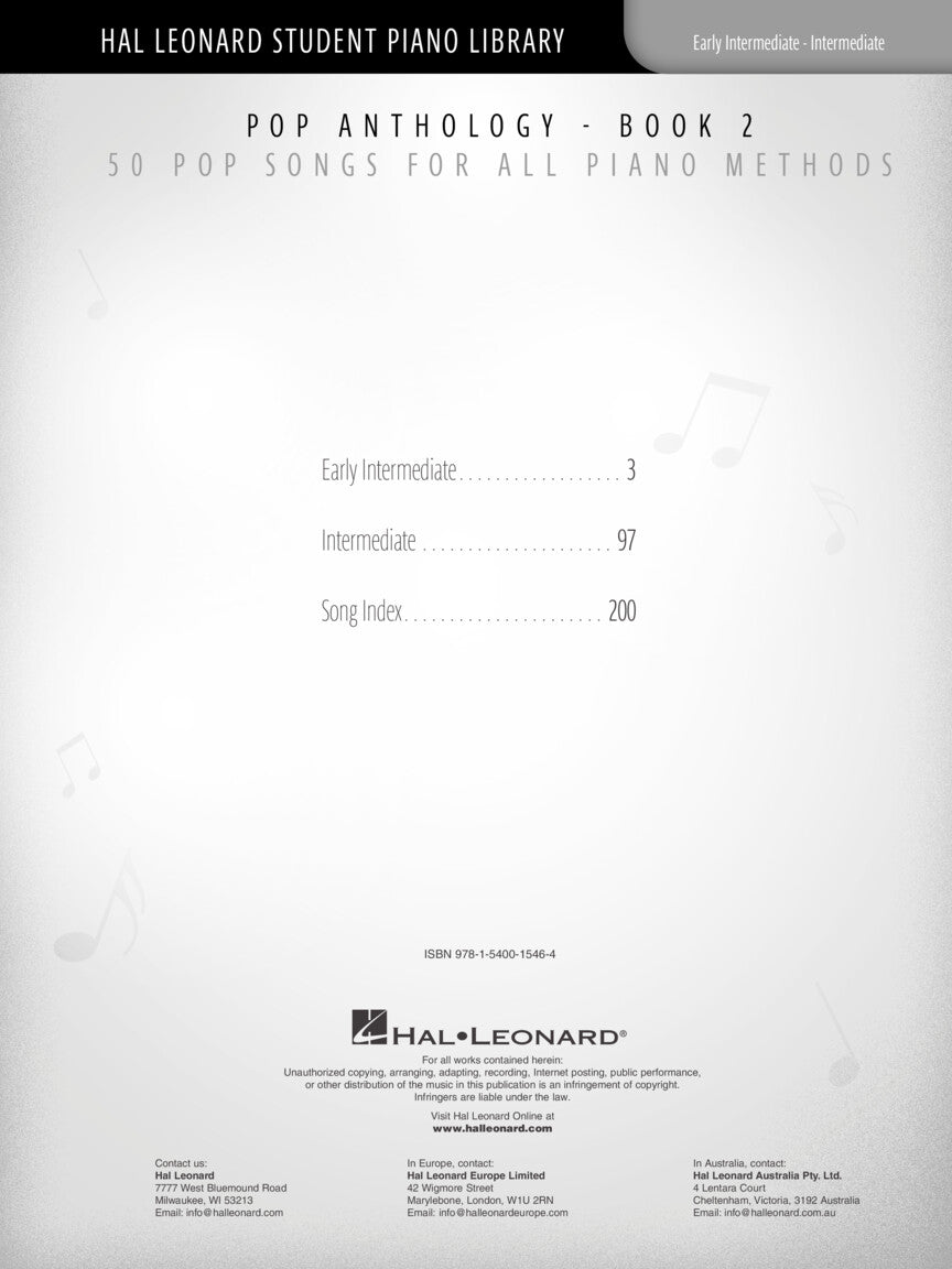 Hlspl - Pop Anthology Book 2 50 Songs Piano & Keyboard