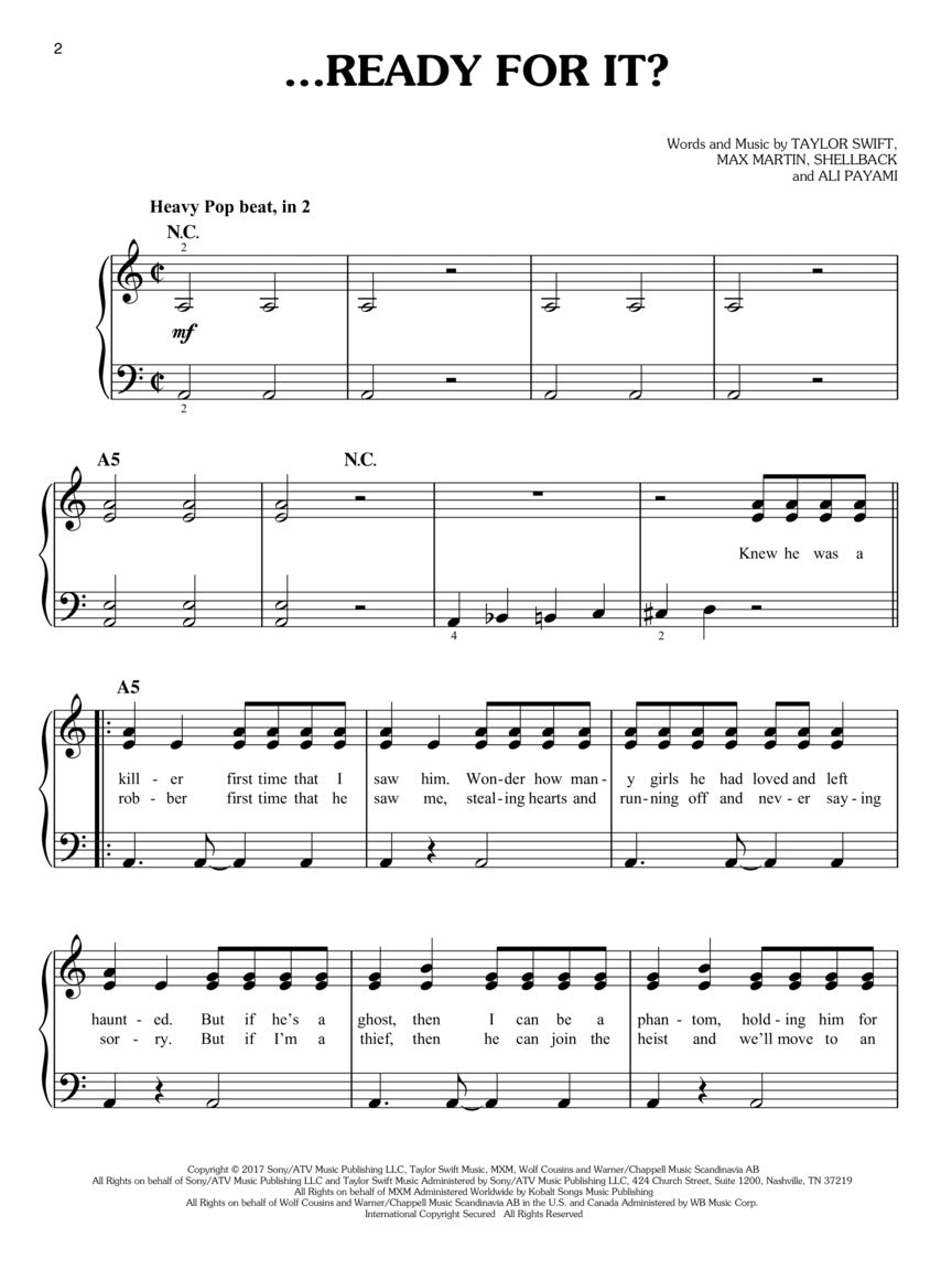 Taylor Swift - Reputation Easy Piano Songbook