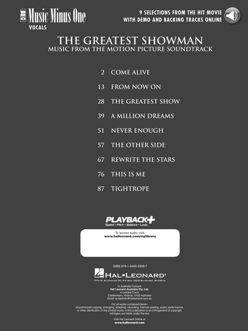 The Greatest Showman - Music Minus One Vocal Book/Ola