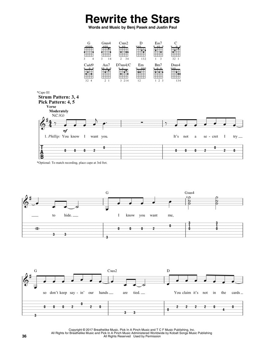 The Greatest Showman - Easy Guitar With Notes & Tab Songbook