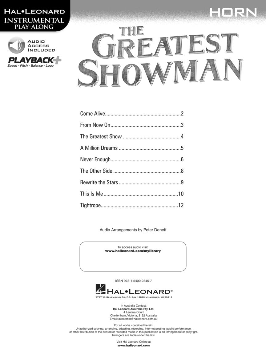 The Greatest Showman - Horn Play Along Book/Ola