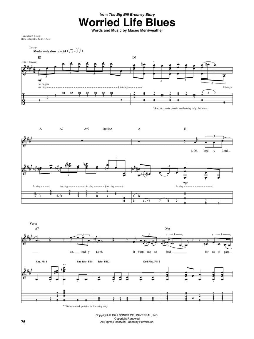 Big Bill Broonzy Guitar Collection Tab Book