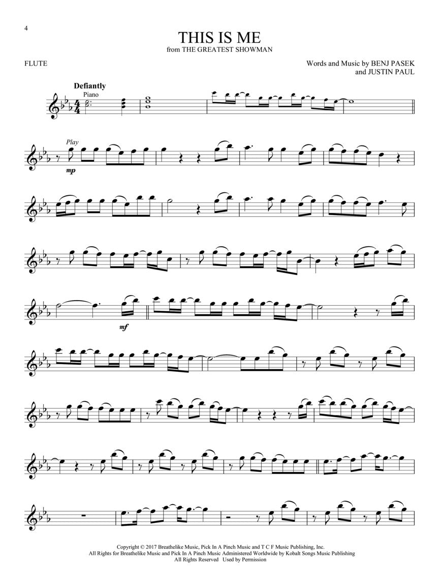 Songs From A Star Is Born, La La Land & The Greatest Showman Flute Play Along Book/Ola