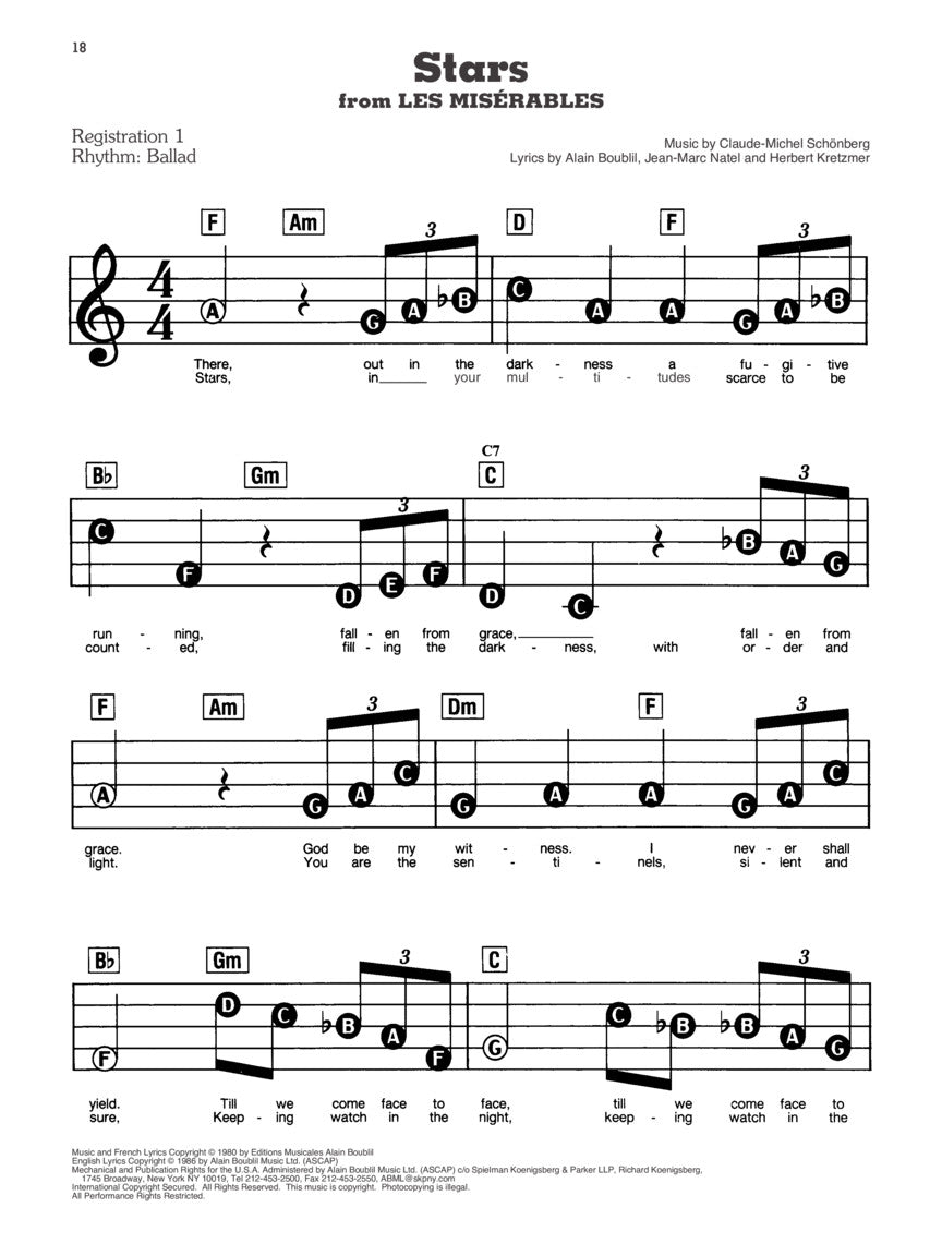 Les Miserables - E-Z Play Piano Volume 242 Songbook