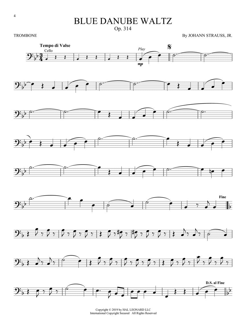 Great Classical Themes For Trombone Play Along Book/Ola Brass