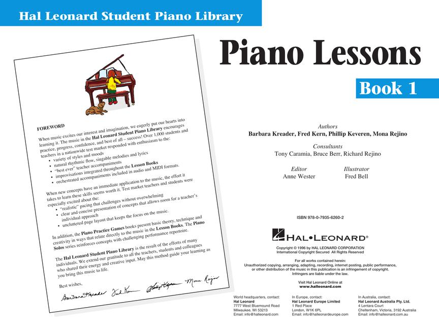 Hal Leonard Student Piano Library - Piano Lessons- Level 1 Book