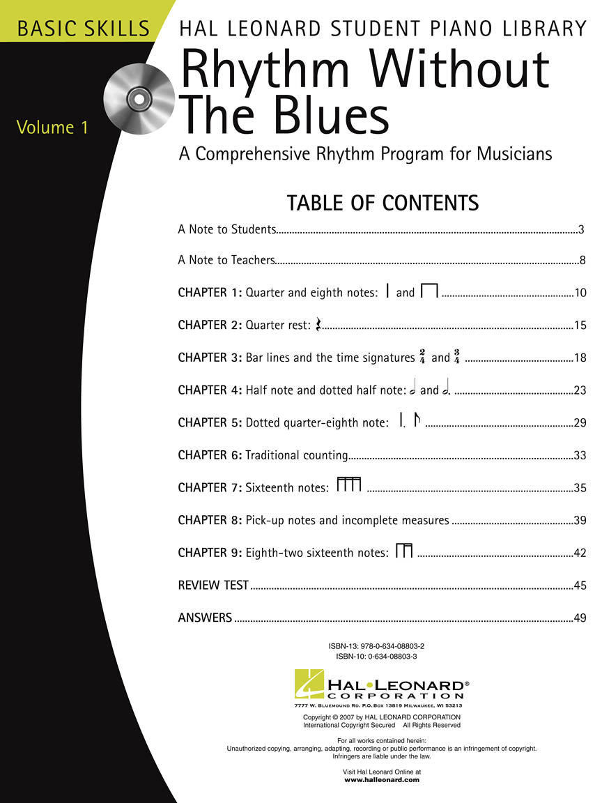 Hal Leonard Student Piano Library - Rhythm Without The Blues Book 1 (Book/Cd)