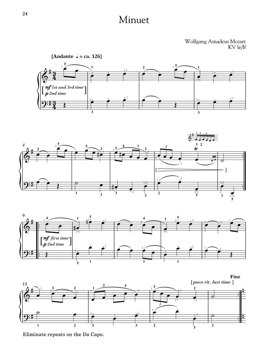Mozart - 15 Easy Piano Pieces Book