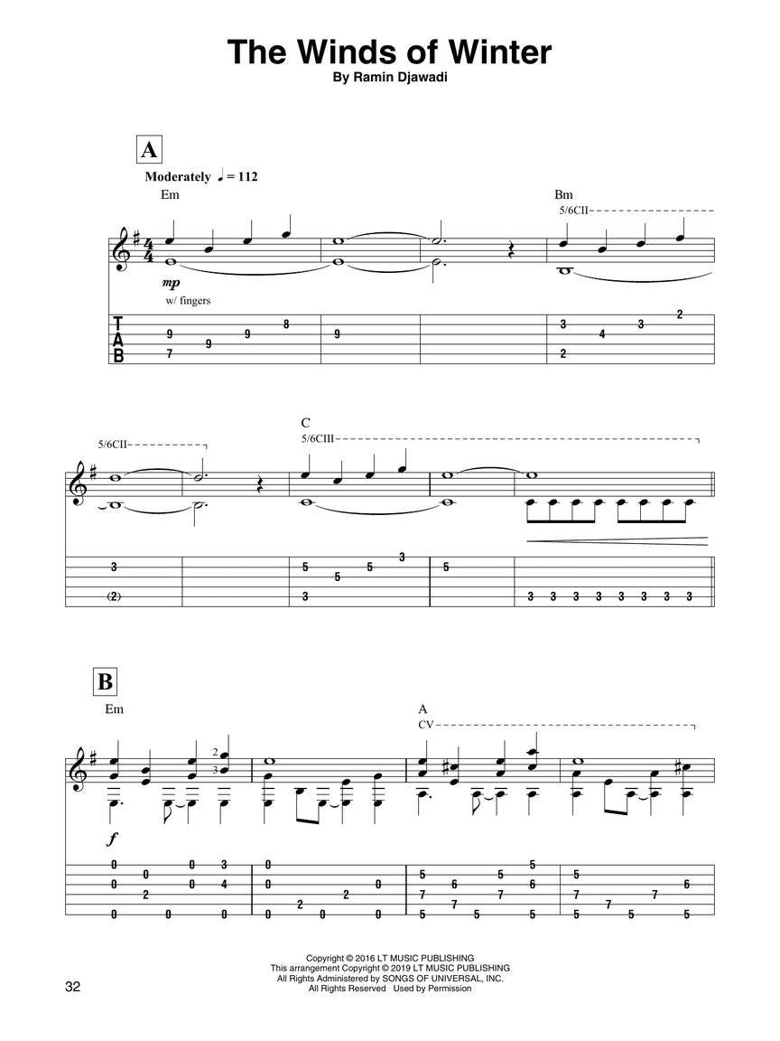 Game Of Thrones Solo Guitar Tab Book