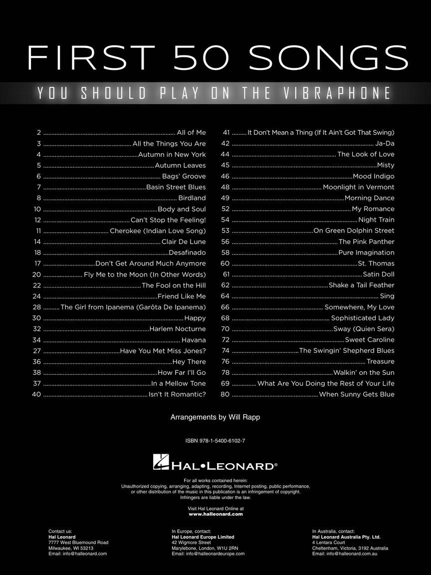 First 50 Songs You Should Play On Vibraphone Book