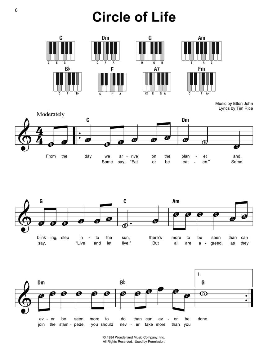 The Lion King - Super Easy Piano Songbook