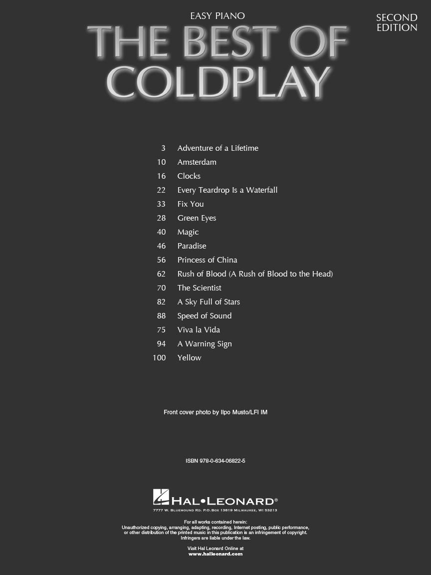 The Best Of Coldplay For Easy Piano Book (2nd Edition)