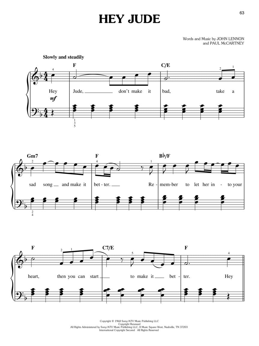The Beatles - 1 For Easy Piano Songbook