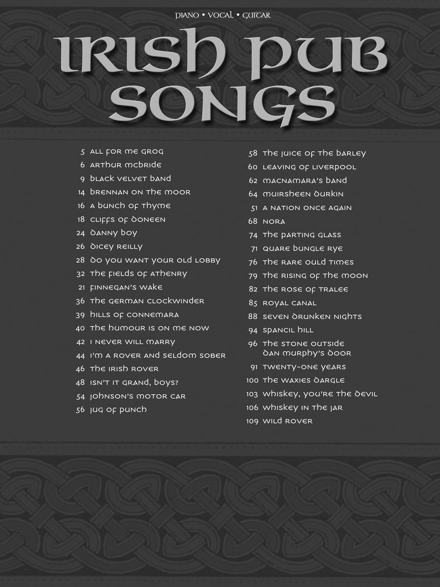 Irish Pub Songs PVG Songbook (40 Songs)
