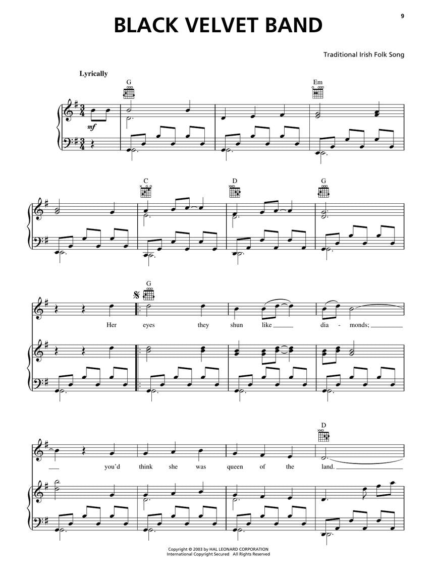 Irish Pub Songs PVG Songbook (40 Songs)