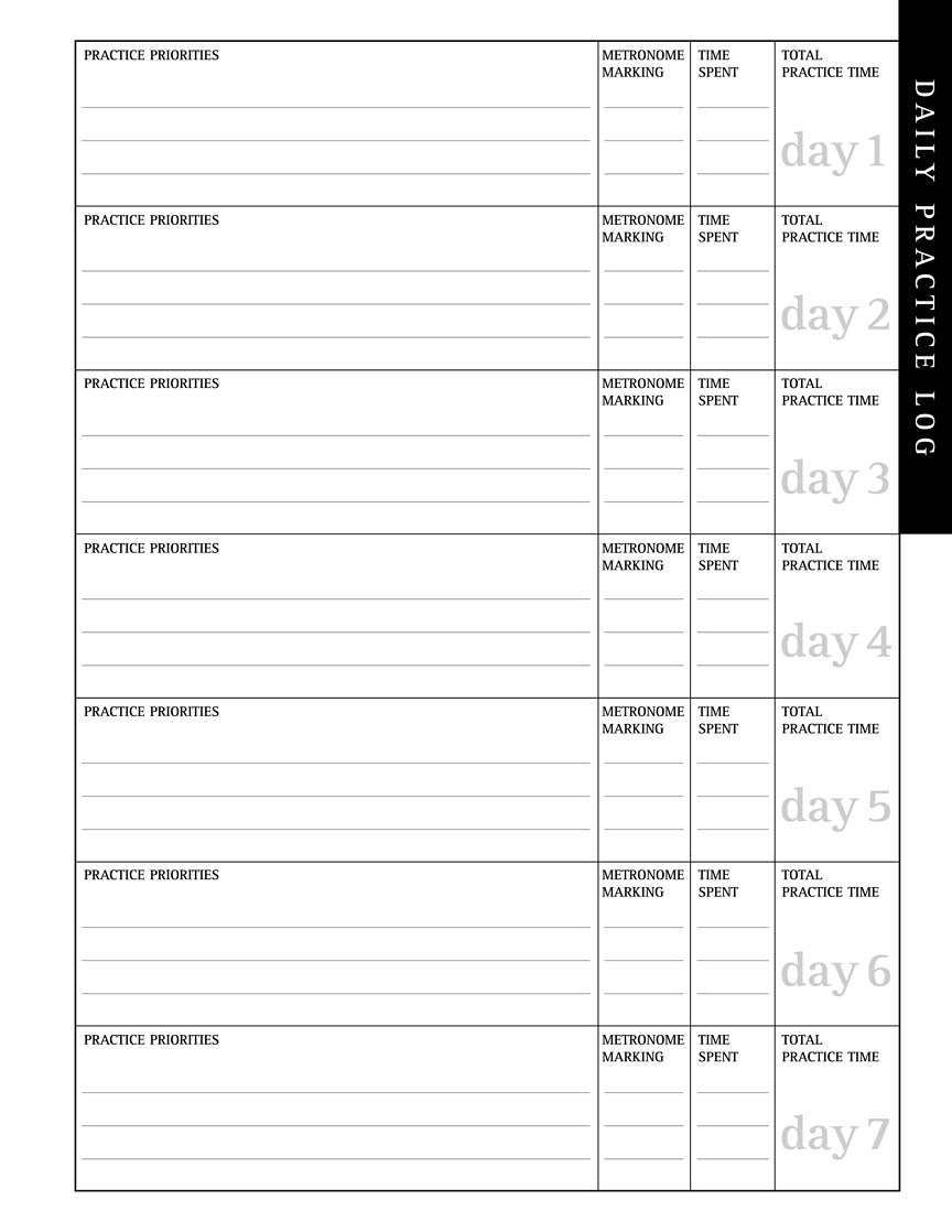 Musician's Practice Planner Book