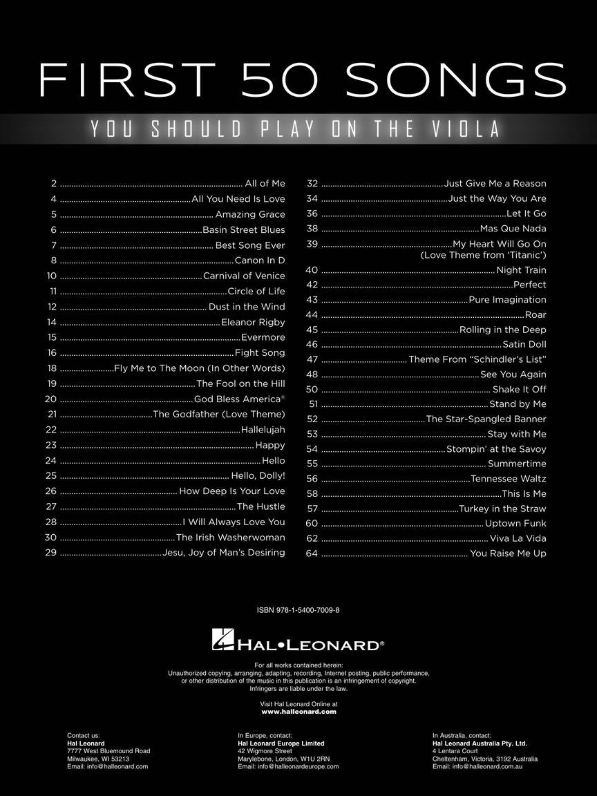 First 50 Songs You Should Play On The Viola Book