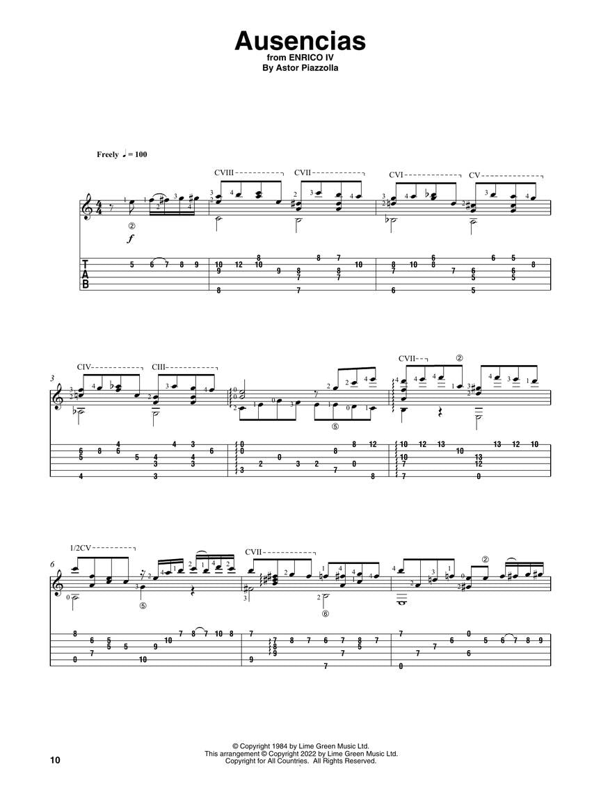 Astor Piazzolla For Solo Classical Guitar Book/Ola