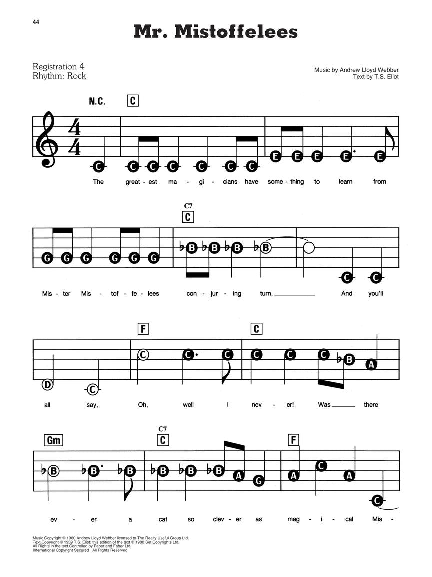 Cats The Musical - EZ Play Piano Volume 159 Songbook