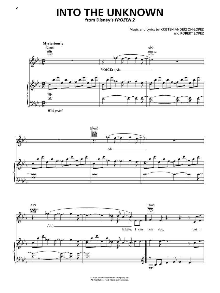 Into The Unknown (From Frozen II) PVG Sheet Music