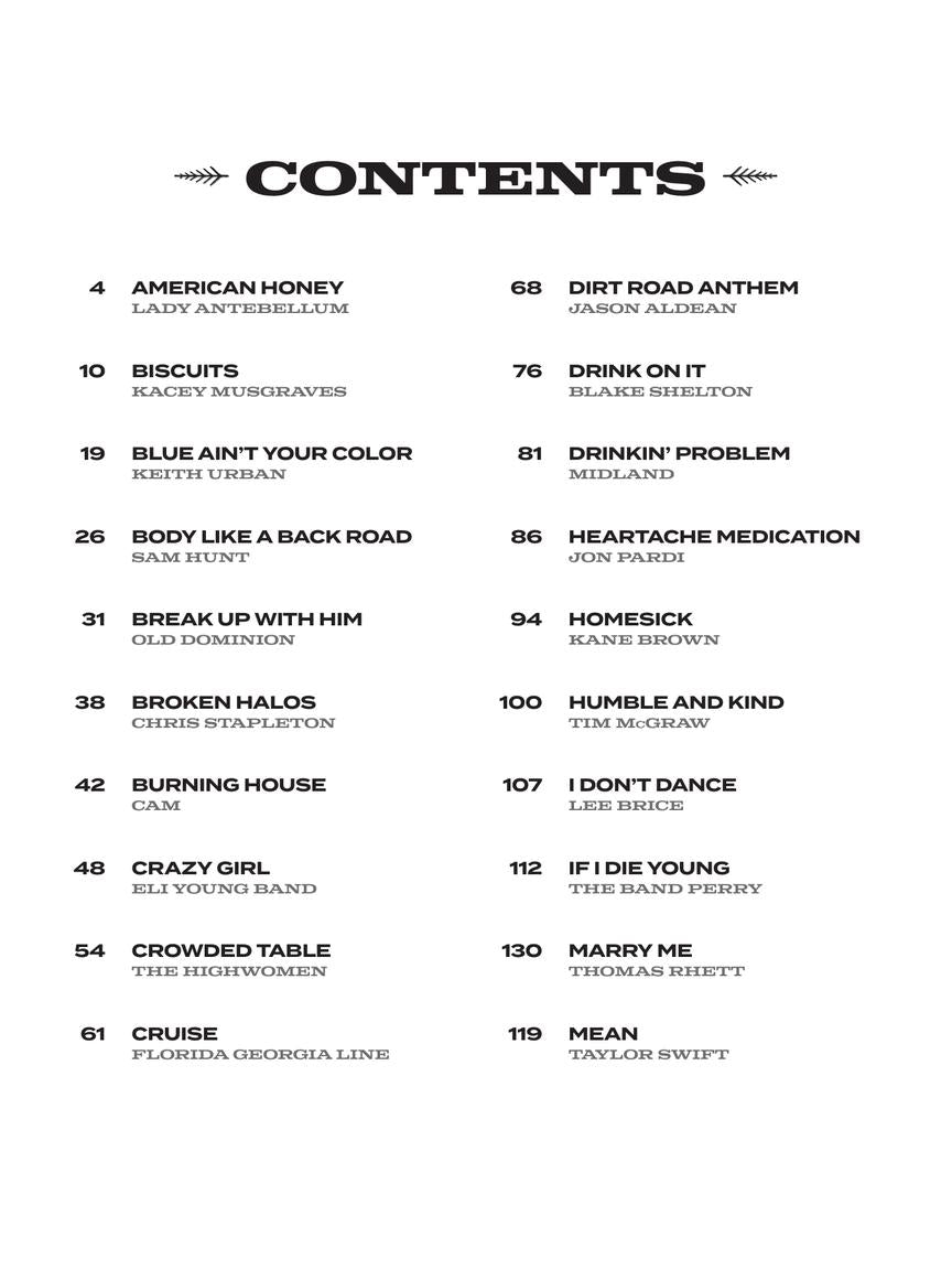 Country Sheet Music Piano/Vocal/Guitar Songbook (2010-2019)