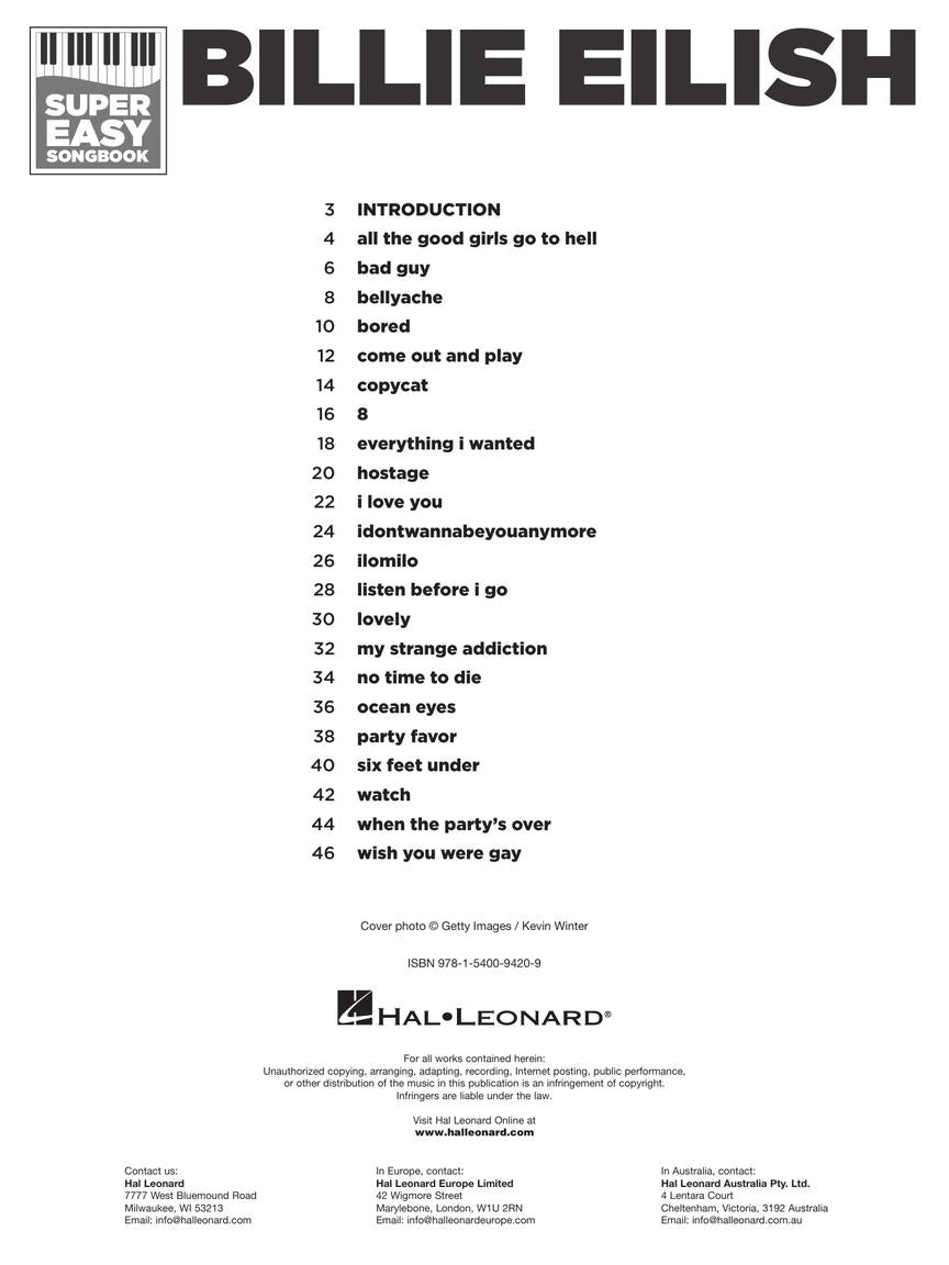 Billie Eilish - Super Easy Piano Songbook