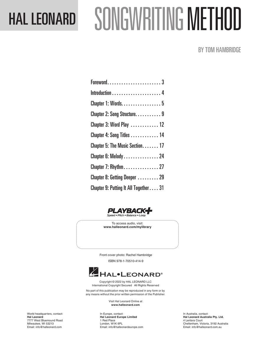 Hal Leonard Songwriting Method Book/Ola