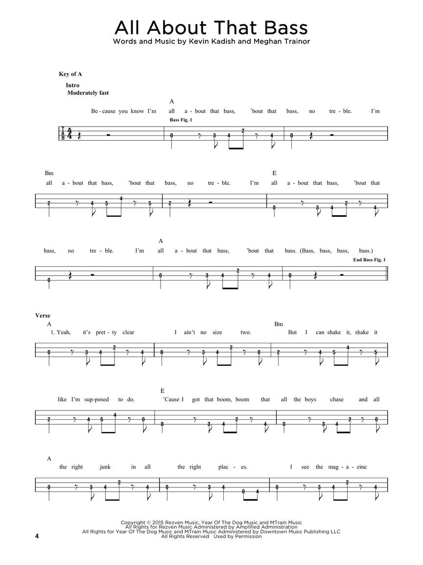 Bass Guitar Songs For Kids -  Bass Tab Book