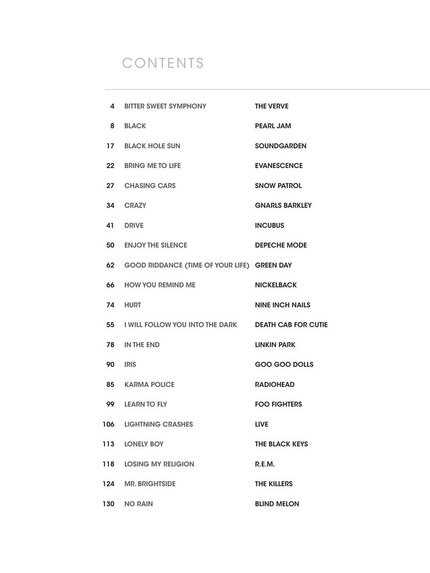 Alternative Rock Sheet Music Alternative Rock Sheet Music