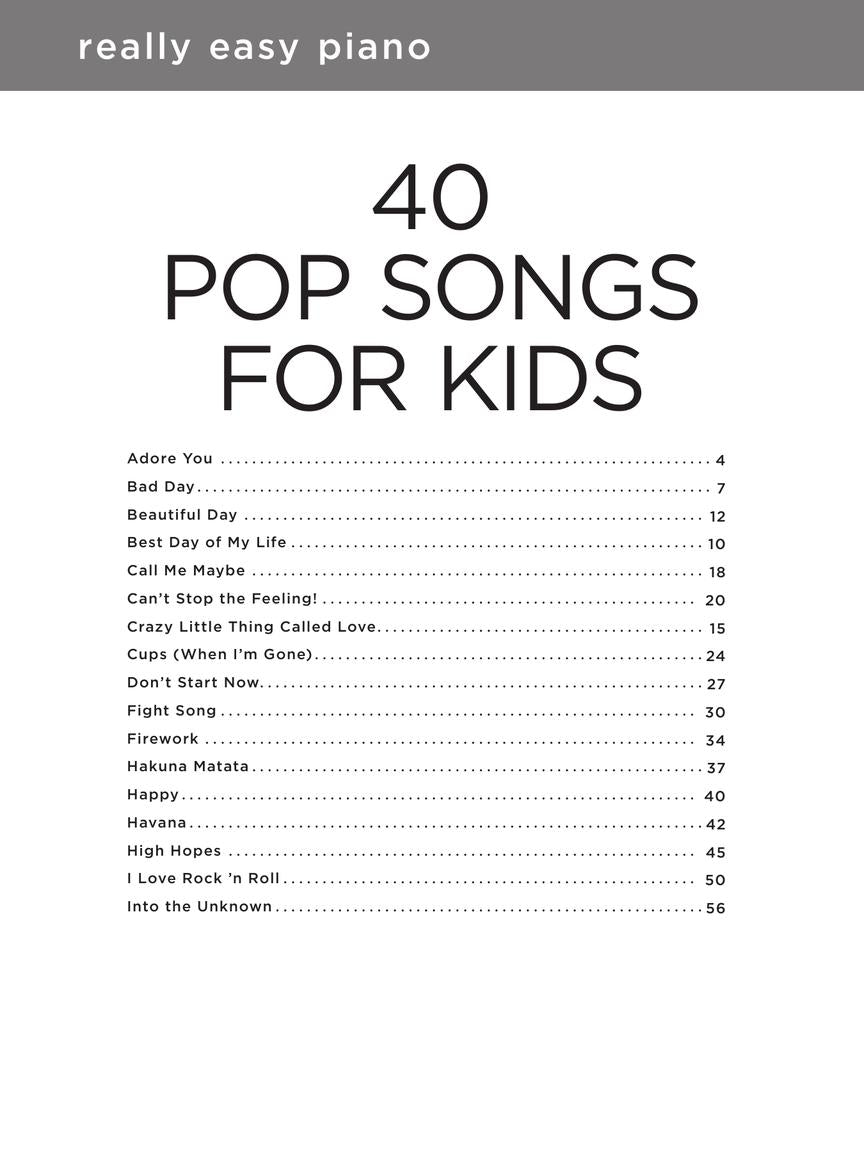 40 Pop Songs for Kids - Really Easy Piano Book