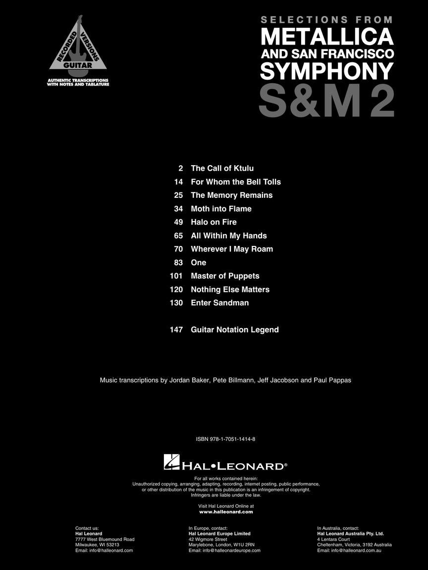 Metallica & San Francisco Symphony S&M 2 Guitar Tab Book