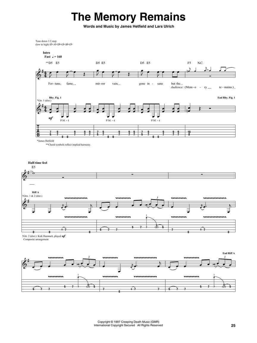 Metallica & San Francisco Symphony S&M 2 Guitar Tab Book