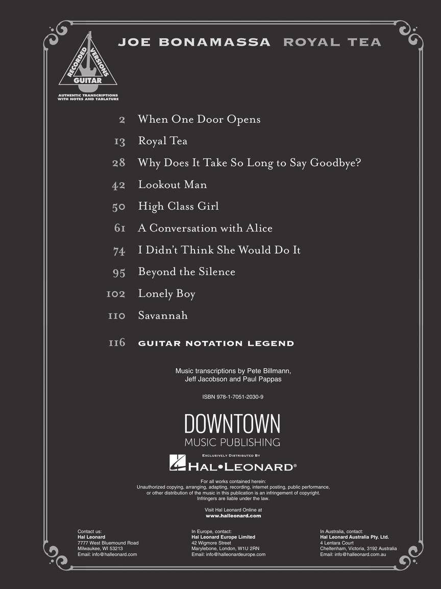 Joe Bonamassa - Royal Tea Guitar Tab Book